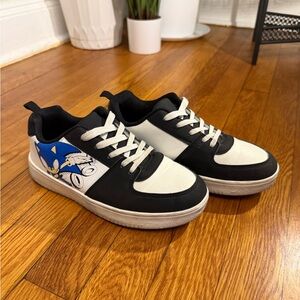Black and White Sneakers with Cartoon Design